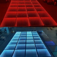 Portable 3D Infinity Led Miroir Lumière Carreaux Magnétiques Sans Fil Panneau En Verre Trempé Led Piste De Danse Pour La Fête De Mariage DJ Scène