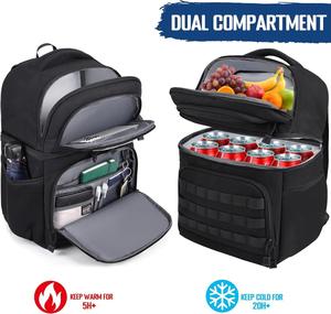 Factory Tactical Style Double Deck <b>Cooler</b> <b>Backpack</b> <b>for</b> Men Insulated Leakproof RFID Blocking Lunch Bag - Product Image 3