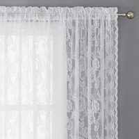 Blanc jacquard chaîne tricot floral polyester soie salon fenêtre chambre turc pure rideau tissu