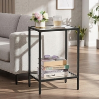 Table d'appoint en verre noir personnalisée, table basse multifonctionnelle, style moderne et luxueux pour salon, hôtel, villa
