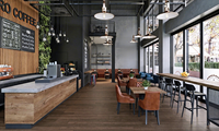 Comptoir de bar à café en bois sur mesure |   Mobilier de café éclairé par LED pour la décoration intérieure |   Aménagements sur mesure pour café, design de boutique de café