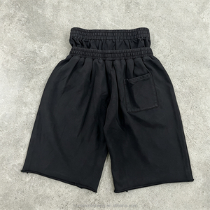 Shorts de survêtement <span class=keywords><strong>homme</strong></span> Hip Hop personnalisés en coton French Terry, coupe ample, ourlet brut, double ceinture, délavé soleil et effet acide - Product Image 2