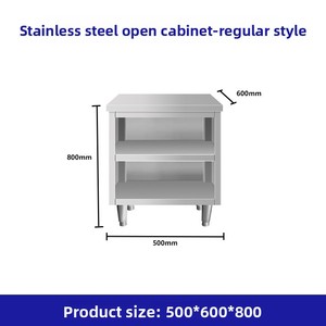 Gabinete <span class=keywords><strong>de</strong></span> Cocina Comercial <span class=keywords><strong>de</strong></span> Acero Inoxidable con Diseño Abierto, Montaje en Encimera, Sin Ruedas, Sin Tratamiento <span class=keywords><strong>de</strong></span> Superficie - Product Image 2