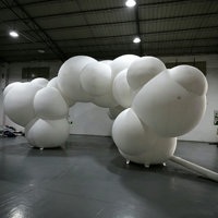 Carpa Inflable en Forma de Nube Blanca Aero de 6 m, Modelo Personalizado, Decoración Artística Inflable Gigante para Publicidad con Luz