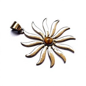 Vente en gros de collier pendentif en pierre gemme en œil de tigre bijoux de mode avec incrustation de réglage de lunette - Product Image 4