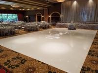 Piste de danse en bois Portable sans couture, blanc/noir brillant pour événement de mariage
