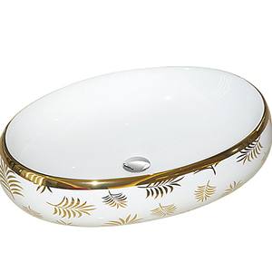 Vente en gros <span class=keywords><strong>Lavabo</strong></span> moderne en céramique dorée Comptoir de luxe en porcelaine pour salle de bain Réservoirs de <span class=keywords><strong>toilette</strong></span> de luxe bon marché - Product Image 1