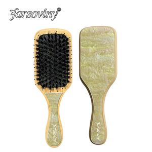 Pinceau démêlant en acétate de cellulose et bambou bio fabriqué à la main de luxe Pinceau plat en <span class=keywords><strong>chantilly</strong></span> rose - Product Image 4