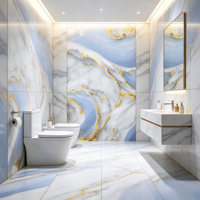 Carrelage en porcelaine Agate Blue Gold 600x1200mm, effet feuille d'or poli brillant, moderne, antidérapant, pour murs et sols, épaisseur 10mm