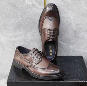 Chaussures Oxford en cuir pour homme, chaussures habillées en cuir pour homme, chaussures en cuir de crocodile marron pour homme, chaussures pas chères pour homme - Product Image 2