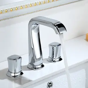 Lusa European-style 2 Handle Three-hole Basin Mixer All-copper Faucet Hot And Cold Tap Basin Faucet