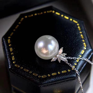 S925 <b>Silver</b> Pendant DIY Ice and Snow <b>Necklace</b> with 9-12mm Round Beads 30632 <b>Pearl</b> Accessories - Product Image 3