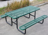 Table de pique-nique en acier commerciale publique extérieure de 48 "72" 96 "Table à manger extérieure en métal avec banc