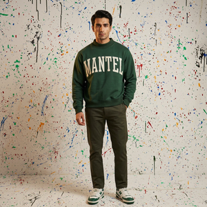 MANTEL HUNTER Green Customized Color Hooded 100% Cotton Winter Applique Embroidery Zipper Quick Dry Breathable Wide <b>Neck</b> Men - Product Image 1