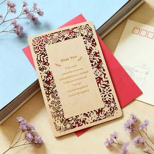 Cartes <span class=keywords><strong>d</strong></span>'invitation de mariage personnalisées en bois gravées au laser OEM ODM, design artistique, cadeaux souvenirs pour les invités - Product Image 5