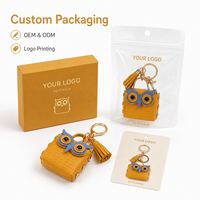 Schattig lederen uil portemonnee sleutelhanger mini dieren PU portemonnee kwast tas charme hanger sleutelring cadeau voor auto tassen RTS