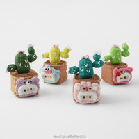 Ornement de table créatif et mignon, décoration de chambre, de bureau, de maison, cadeau, plante de cactus au crochet, pot de fleurs en fil tricoté fait main