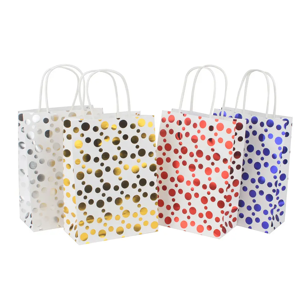 Chất Lượng Cao Kim Loại Vàng Lá Polka Dots Kraft Mua Sắm Túi Giấy