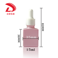 Flacon compte-gouttes en verre rose pour huile essentielle, capacité de 1oz 15ml, brillant, bouteille de parfum, sérum, forme carrée