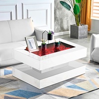 Table basse miroir gris fumé avec cheminée électrique intégrée, idéale pour la décoration de salon – Meuble miroir tendance pour la maison