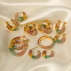 Summer discount Gold-plated earring colorful diamond earring