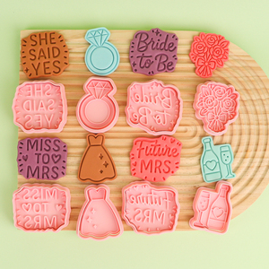 Moule à biscuits en plastique série mariage, forme de bague <span class=keywords><strong>diamant</strong></span>, dessin animé 3D, écologique, <span class=keywords><strong>emporte</strong></span>-pièce à biscuits imprimé mariage - Product Image 5