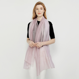 Purple Lightweight Embroidered <strong>Silk</strong> Wool Blend Fabric Scarf <strong>Cashmere</strong> Long Women <strong>Shawl</strong> - Product Image 6