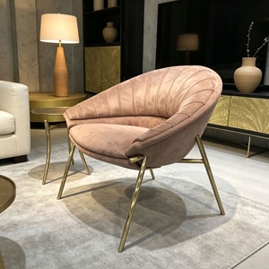 Fauteuil de loisirs minimaliste en fer forgé massif de style Mid-Century, forme soucoupe volante, fauteuil individuel - Product Image 1