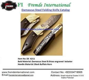 มีดพับเหล็กดามัสกัสและสัญลักษณ์ทองเหลืองทำด้วยมือคุณภาพสูง - Product Image 6