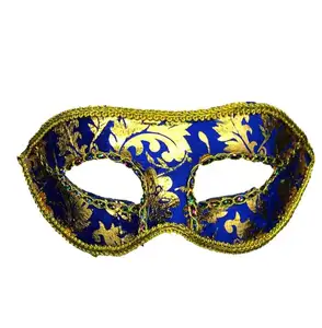 Z796 Maskerade Party Masker Print Doek Met Gouden Rand Halloween Masker Half Gezichtsmasker