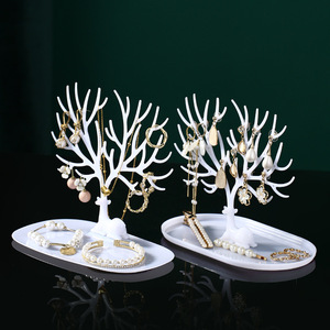 Bird Tree Jewelry Rack White Acrylic Earring Storage Ring Necklace Bracelet Display Stand Multifunctional Jewelry Organizer - Product Image 1