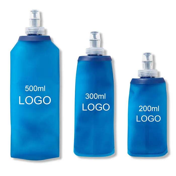 200ml 300ml 500ml yeniden kullanılabilir mini çocuk taşınabilir yumuşak Flask TPU sıkıştırın açık spor koşu yumuşak flask 17oz 18oz su şişesi