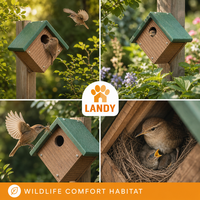 Nichoir en bois de pin naturel pour moineaux, maison en forme de diamant, avec trou d'entrée de 1 pouce, pour jardin, patio, cour arrière, décoration extérieure