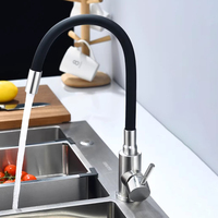 Robinet de cuisine moderne classique à levier unique, à poser sur comptoir, avec douchette céramique pivotante à col de cygne, installation monotrou, pour usage hôtelier