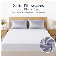 Housse de coussin simple en satin extensible sans fermeture éclair, installation facile, taie d'oreiller soyeuse et lisse pour appartement