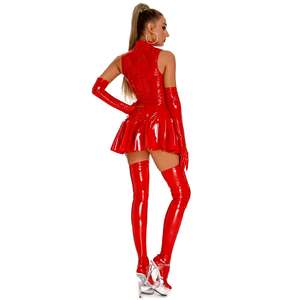 MOGlovers Dernières Femmes Sexy Club Party Short Wet Look <span class=keywords><strong>Latex</strong></span> Bodycon Dress Hot Black Red Zipper Pu Leather Sleeveless Pleated Min - Product Image 4