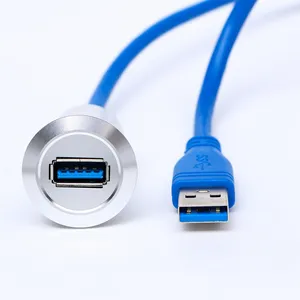 22mm Metal USB Connector/USB Socket USB3.0 FEMALE A - MALE A With 60cm Wiring