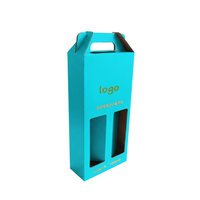 Boîte cadeau pour vin en carton ondulé pour 2 bouteilles avec fenêtre transparente, emballage robuste pour vin rouge et blanc