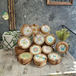 Sac à bandoulière mini en paille écologique pour femme SEAN, bandoulière longue, motif géométrique, doublure en coton - Style vintage 1-1,9L - Product Image 3