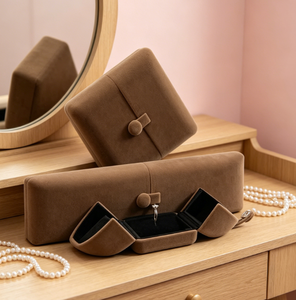 Boîte de présentation de bijoux de luxe pour femmes, carrée et semi-circulaire, pour bagues, avec logo personnalisable, en velours, pour la Saint-Valentin - Product Image 3