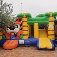 Château gonflable de saut pour enfants en PVC commercial pour l'extérieur, jungle safari tigre, avec toboggan pour fête