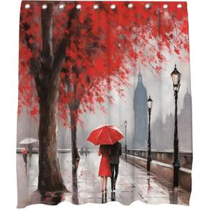 Cortina de ducha de pez plano con tema de dibujos animados divertidos, PVC blanco, impermeable y lavable, decoración del hogar para Baño - Product Image 2