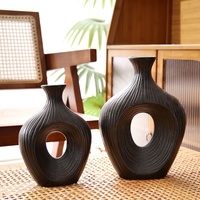 Kasual rumah antik & Modern vas keramik putih Set buatan tangan meja bunga dekorasi seni tembikar