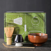 Ensemble d'accessoires pour la cérémonie du thé matcha japonais, 4 pièces, fouet en bambou Chasen, bol à matcha, support pour fouet, cuillère à thé, kit d'outils complet