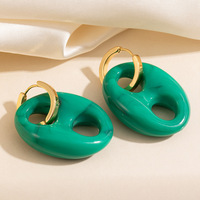 HB583 Nouvelles boucles d'oreilles surdimensionnées en résine au design original, clous d'oreilles en acier inoxydable, fermoirs luxueux, boucles d'oreilles tendance et élégantes pour femmes