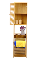Fabrik Großhandel Bambus Badezimmer Organizer Lager regal Regal Stehende Installation mit Wäsche korb für den Badezimmer gebrauch