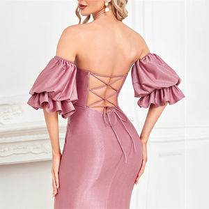 Nouvelle Offre Spéciale élégante manches trois-quarts robe de mariée en satin queue de poisson mariage robes de soirée formelles bal - Product Image 3