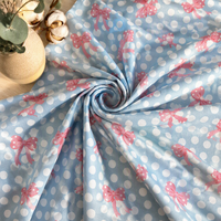 Bestseller Organischer Gekämmter 100% Baumwoll-Popeline-Stoff Niedlicher Polka-Dot-Schleifenprint für Mädchenkleider Umweltfreundlich Individuelle Bestellungen Möglich