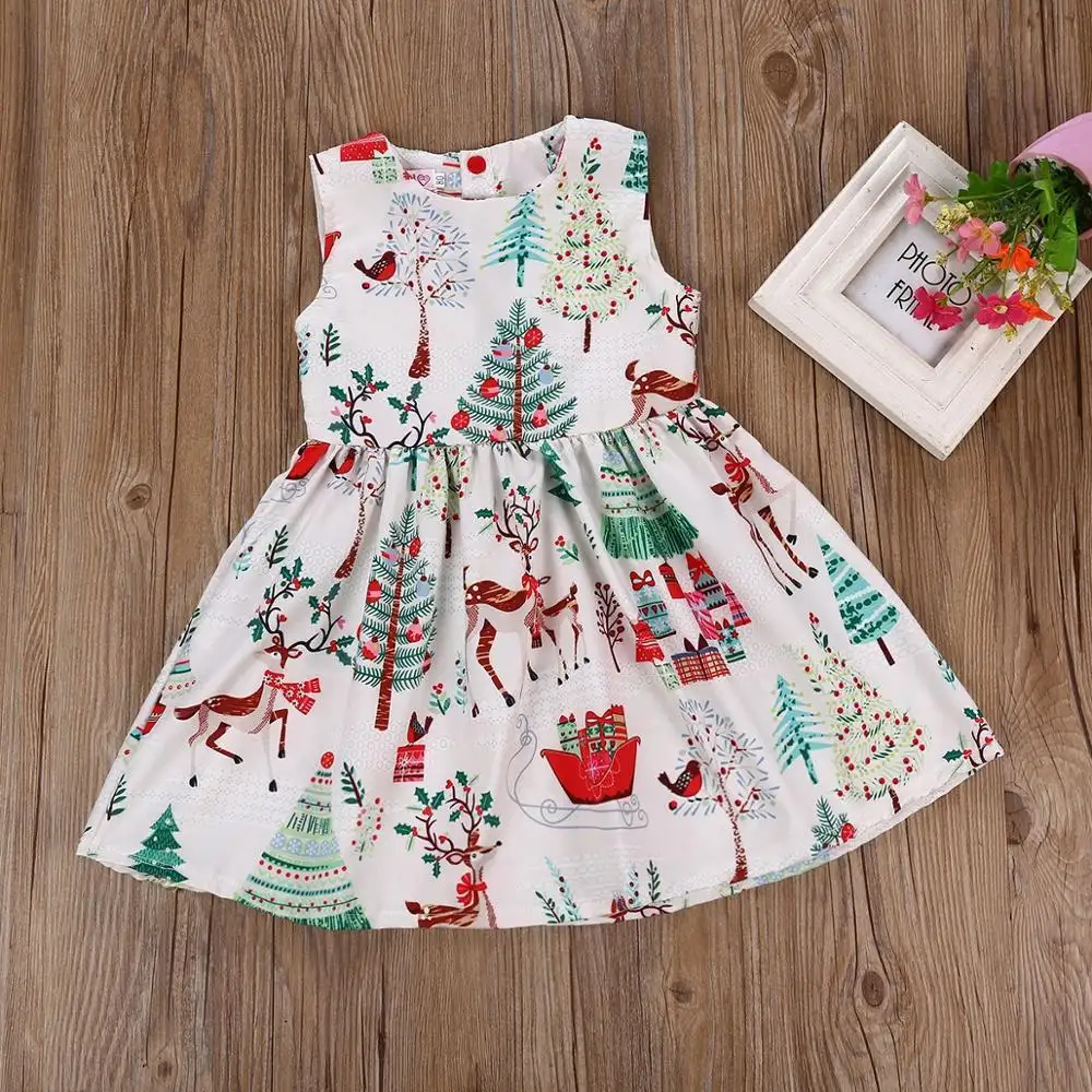 Ít Cô Gái Ăn Mặc Toddler Trẻ Sơ Sinh Bé Trẻ Em Cô Gái Bên Cuộc Thi Hoa Công Chúa Dresses Trẻ Em Giáng Sinh Bông Hươu Quần Áo