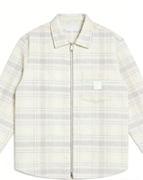 Veste chemise à capuche en flanelle à carreaux pour homme, style loungewear, zippée, coupe oversize, streetwear décontracté, avec impression de logo personnalisé, style rétro, printemps